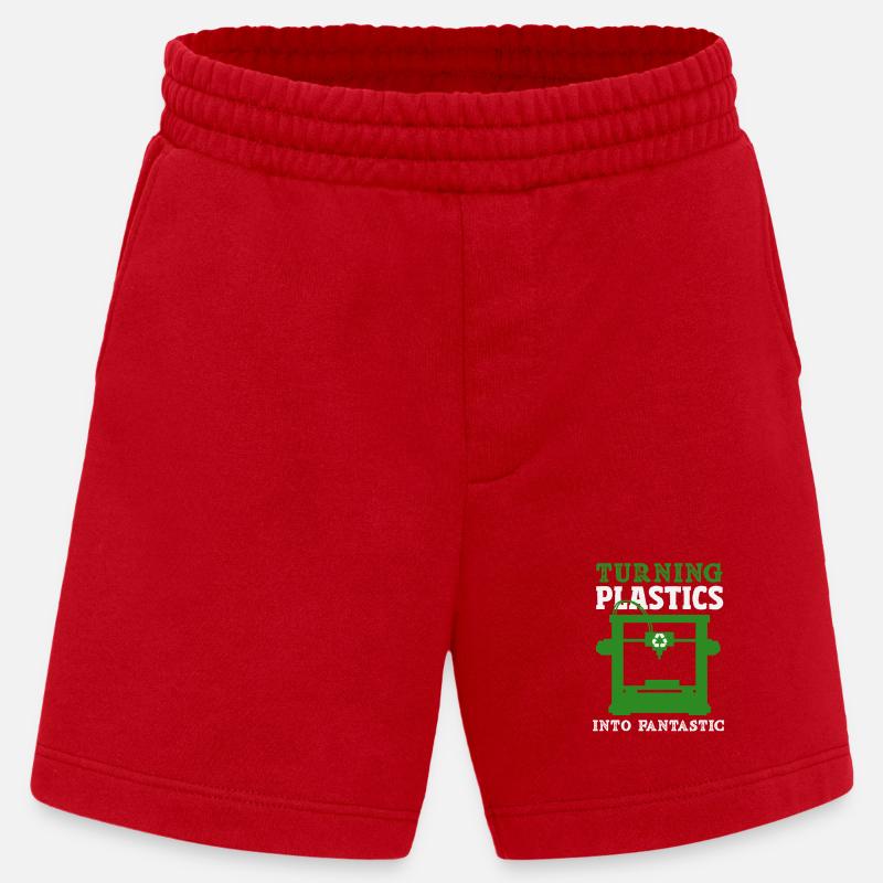 Turning Plastic Into Awesome 3D Printer - Heavyweight Shorts - made by SPREAD  - red