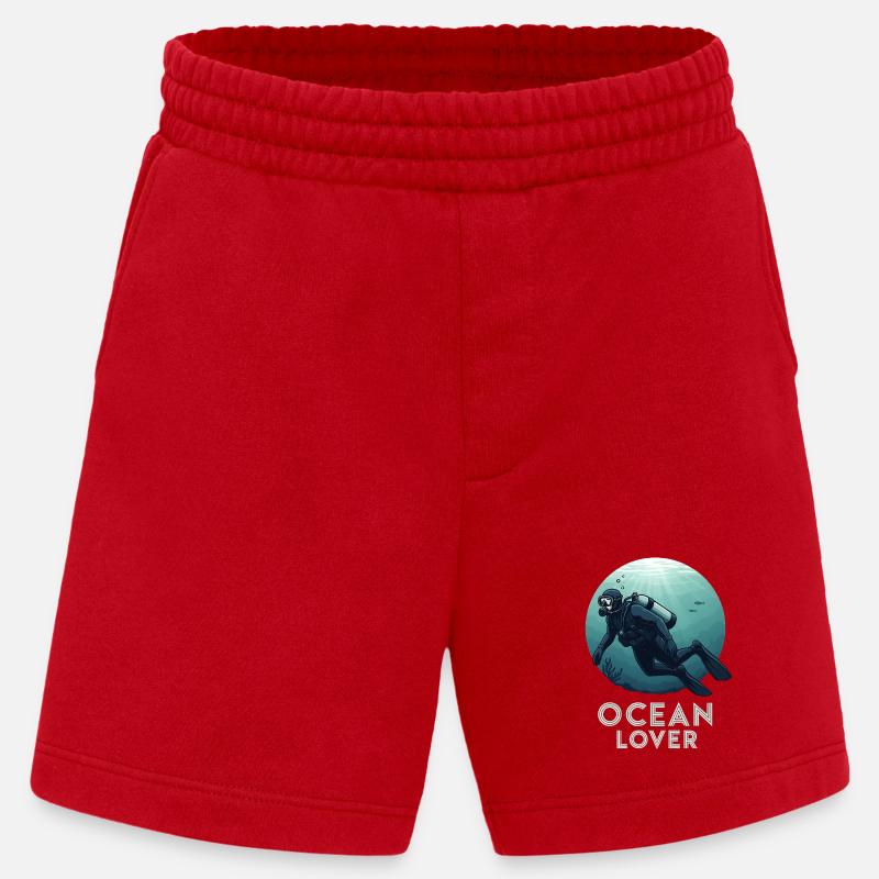Ocean Lover Taucher - Heavyweight Shorts - made by SPREAD  - Rot