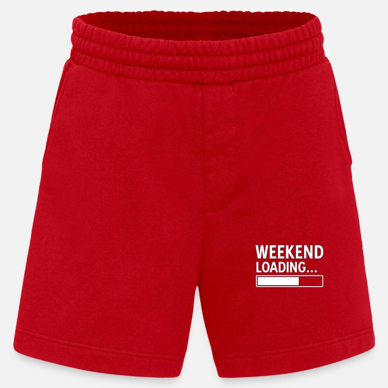 Week-end Loading... – Design minimal amusant - Short bio épais fabriqué en UE - rouge