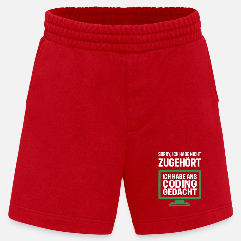 Coding Thought Screen Saying - Heavyweight Shorts - made by SPREAD  - red