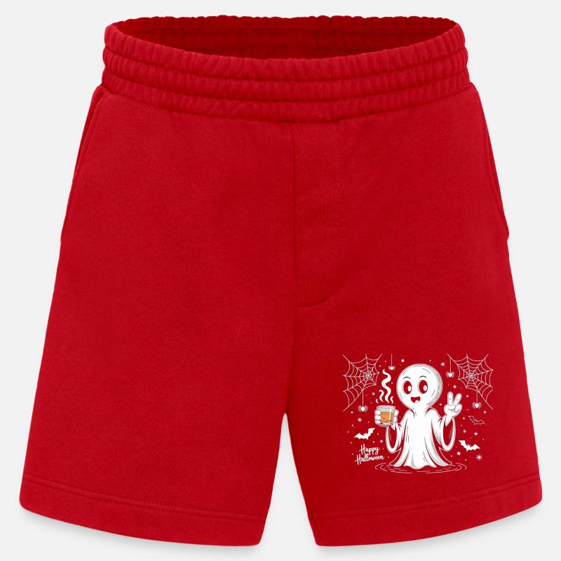 Schauriger Geist mit Halloween-Logo - Heavyweight Shorts - made by SPREAD  - Rot