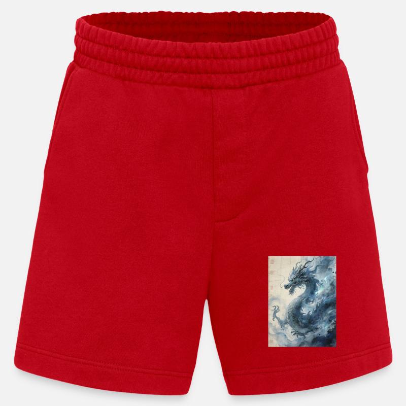 The Starry Night: Blue Dragon – Aether - Heavyweight Shorts - made by SPREAD - red