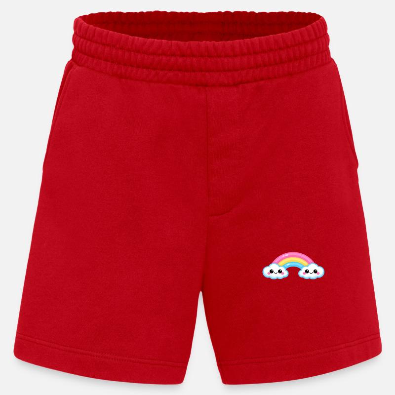 Cute Cloud Rainbow Duo - Heavyweight Shorts - made by SPREAD  - red