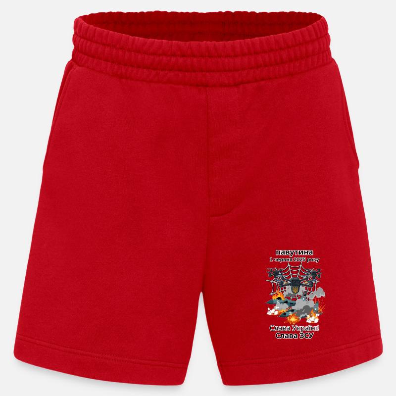 Ukraine Design, Operation Spiderweb, Spiderweb - Heavyweight Shorts - made by SPREAD  - red