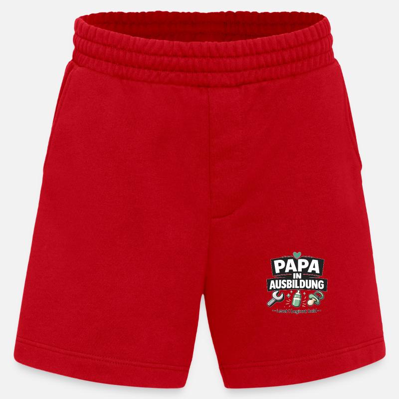 Dad in Training Level 1 - Heavyweight Shorts - made by SPREAD - red