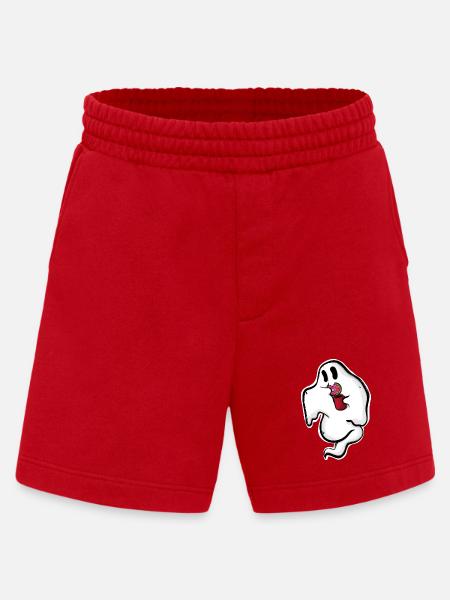 Ghost with donut and cup - Heavyweight Shorts - made by SPREAD - red