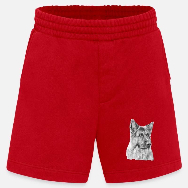 Old German Shepherd German Shepherd - Heavyweight Shorts - made by SPREAD  - red