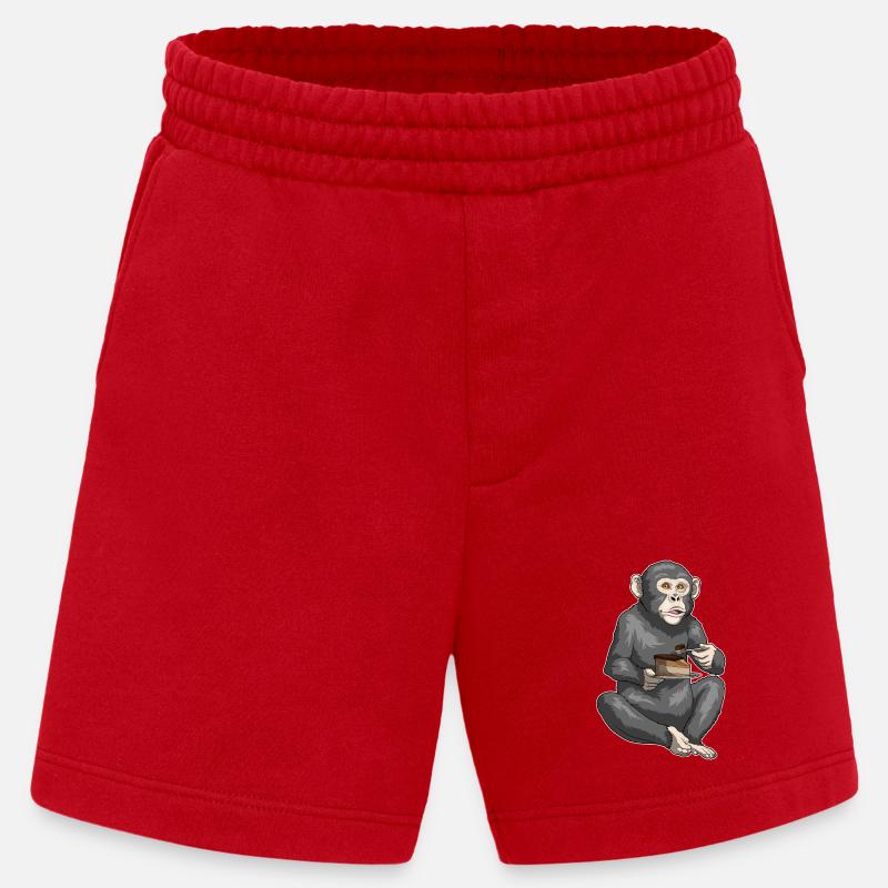 Monkey Birthday Cake - Heavyweight Shorts - made by SPREAD - red