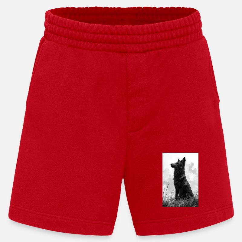 Illustration eines Wolfes - Heavyweight Shorts - made by SPREAD  - Rot