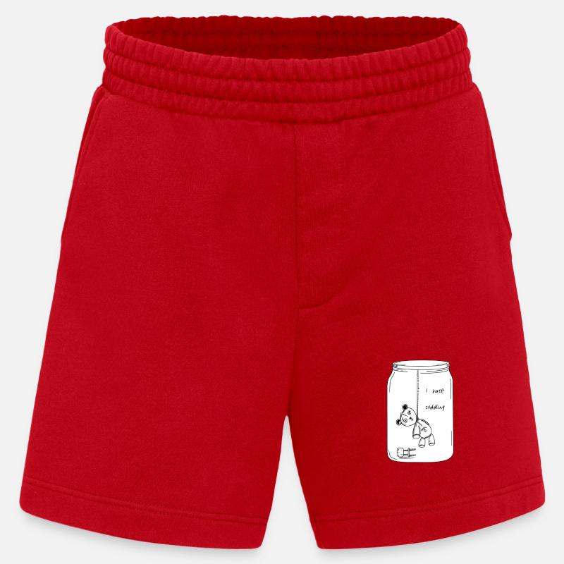I hate cuddling (BW Version) - Heavyweight Shorts - made by SPREAD  - red