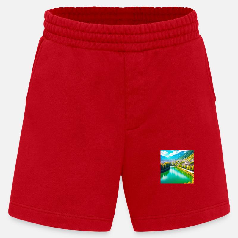 Emerald Valley und Alpendorf - Heavyweight Shorts - made by SPREAD - Rot