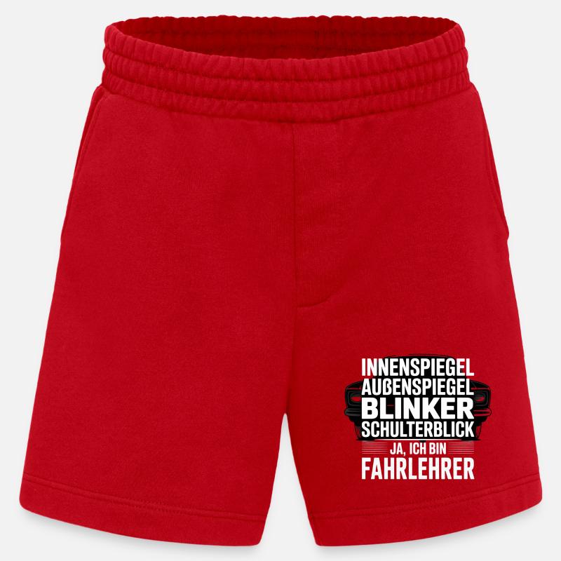 Fahrlehrer Spruch Schulterblick - Heavyweight Shorts - made by SPREAD  - Rot