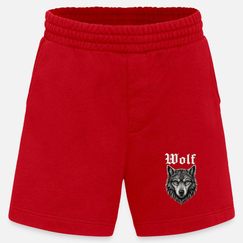 Gothic Wolf Kopf Illustration Geschenkidee - Heavyweight Shorts - made by SPREAD  - Rot