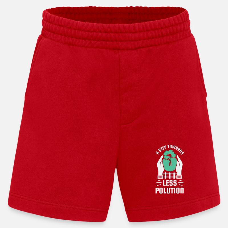 Step towards less pollution - Heavyweight Shorts - made by SPREAD  - red