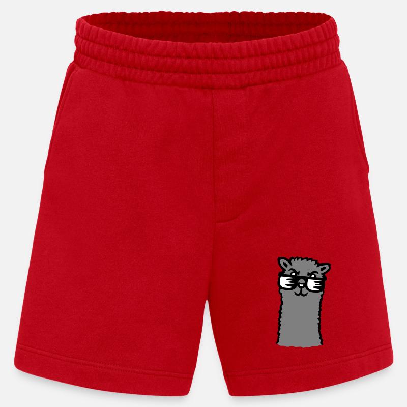 Lama Cool Sunglasses Alpaca Smug Guy - Heavyweight Shorts - made by SPREAD  - red