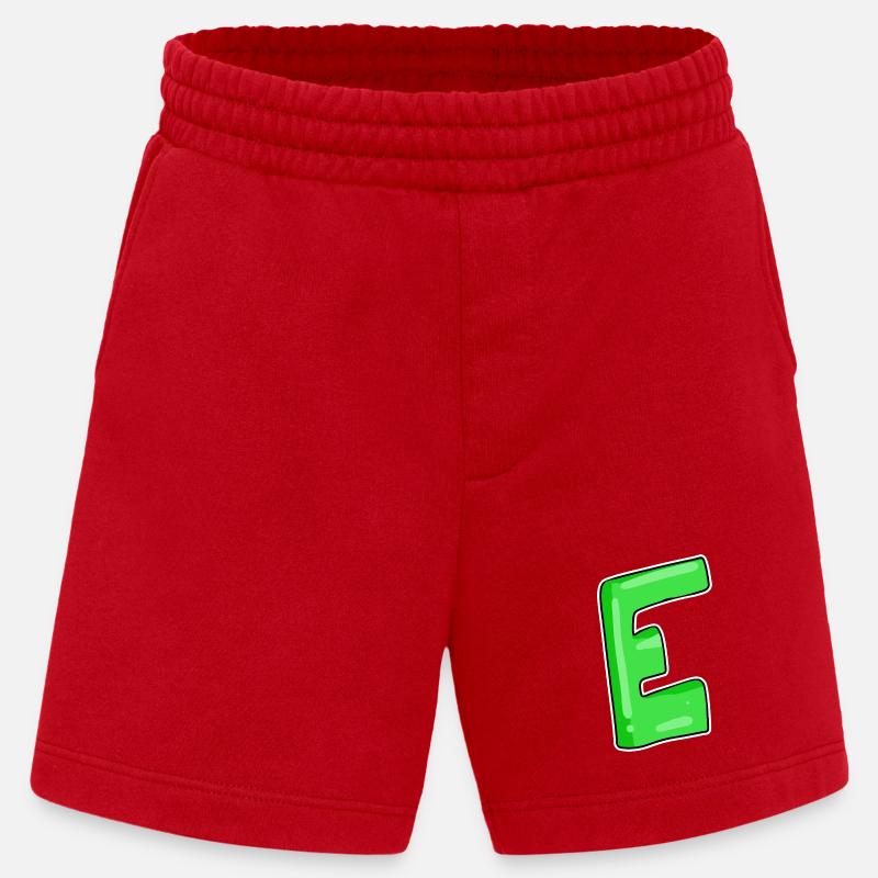 Letter E Initial point - Heavyweight Shorts - made by SPREAD  - red