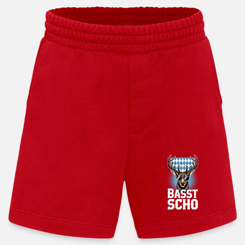 Basst Scho Hirsch Dialecte bavarois Bavière - Short bio épais fabriqué en UE - rouge