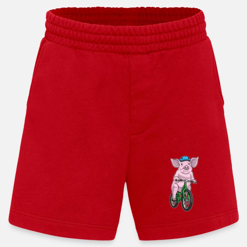 Vélo cochon - Short bio épais fabriqué en UE - rouge