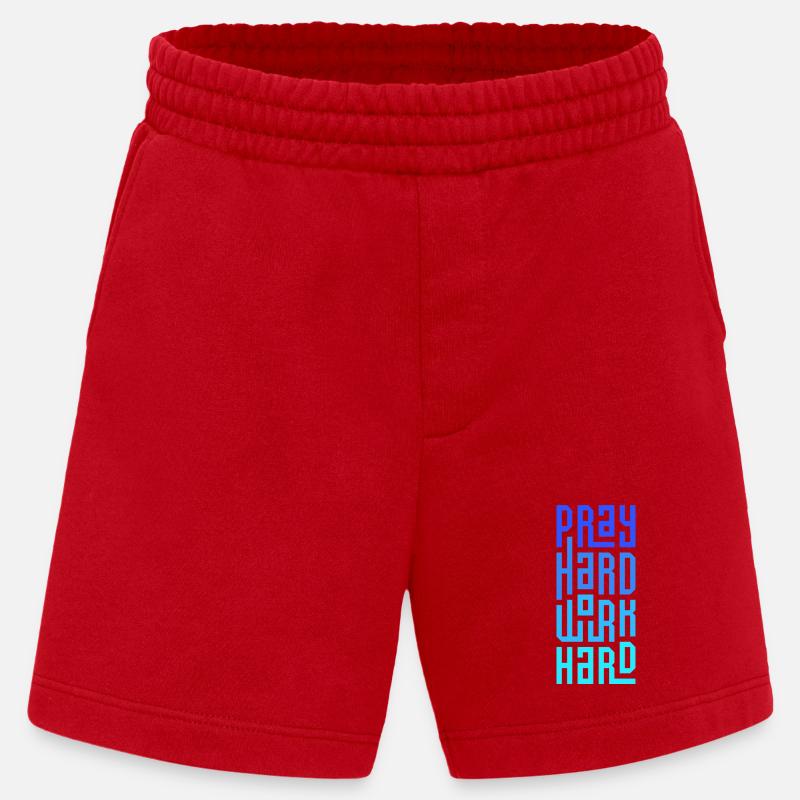 Pray Hard Work Hard - Heavyweight Shorts - made by SPREAD  - red