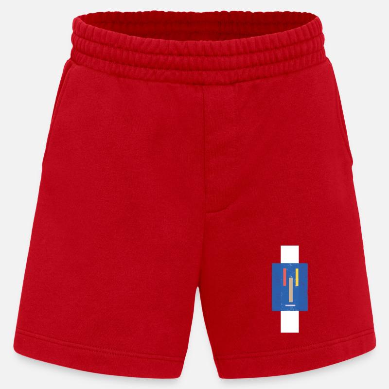 Abstraktes Gesicht auf Pullover - Heavyweight Shorts - made by SPREAD  - Rot