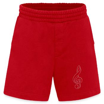 Violinschlüssel Note Weißes Licht Kontur - Heavyweight Shorts - made by SPREAD  - Rot - Vorne