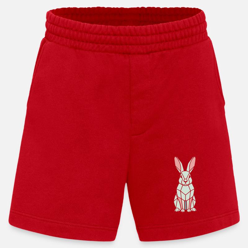 Geometric Bunny Low Poly Modern - Heavyweight Shorts - made by SPREAD  - red