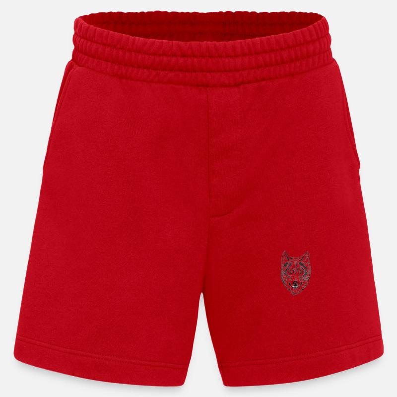 Wolfenkopf Line Drawing - Heavyweight Shorts - made by SPREAD  - red