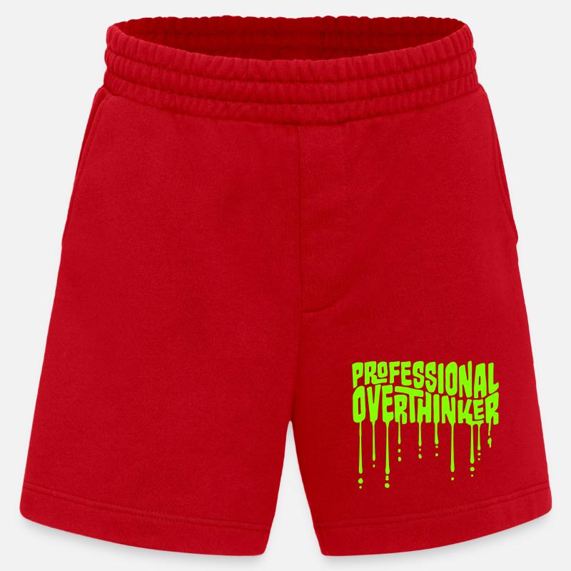 Professional Overthinker Funny Brooding Anxiety Logo - Heavyweight Shorts - made by SPREAD  - red