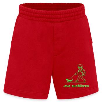 Nerd Witz Entwickler Humor exe ausführen Coder - Heavyweight Shorts - made by SPREAD  - Rot - Vorne