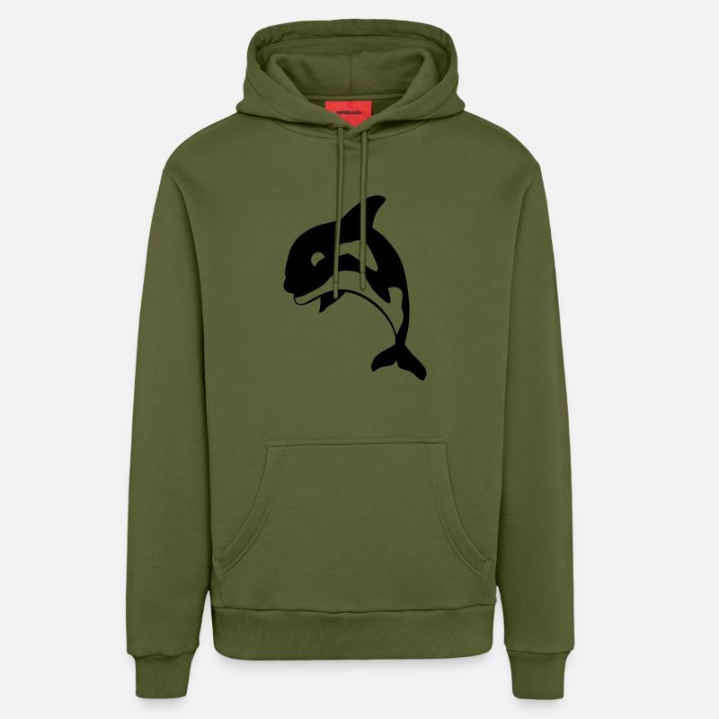 orca - Sweat à capuche bio décontracté fabriqué en UE - MOSS GREEN