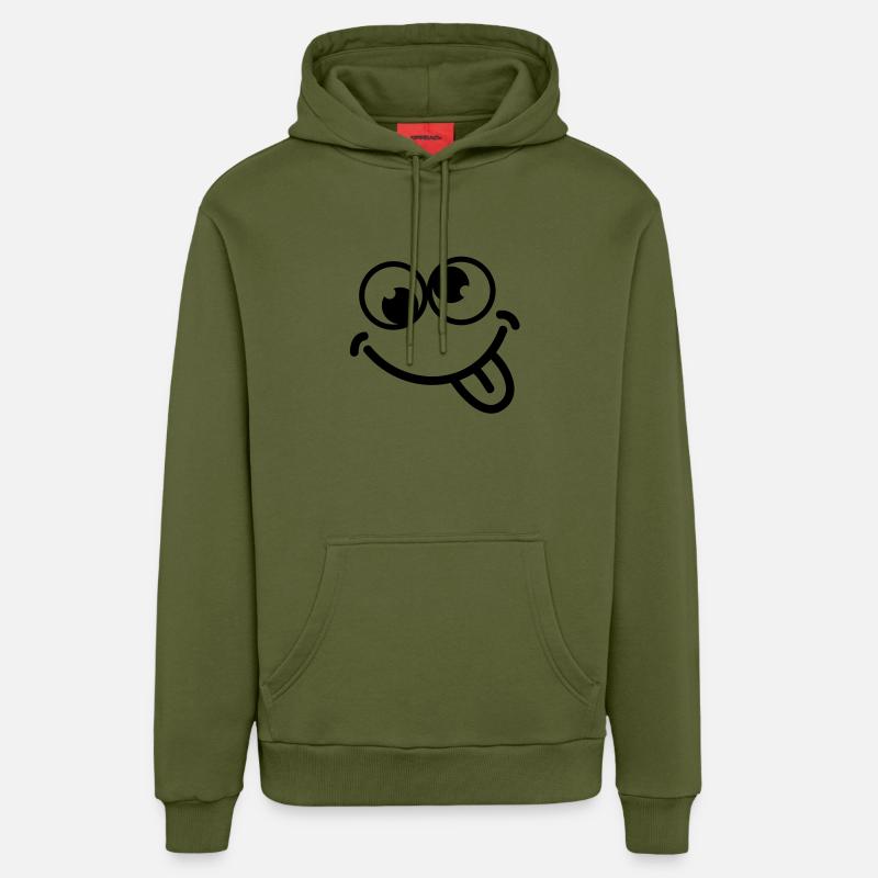 smiley_dumb_c1 - Sweat à capuche bio décontracté fabriqué en UE - MOSS GREEN