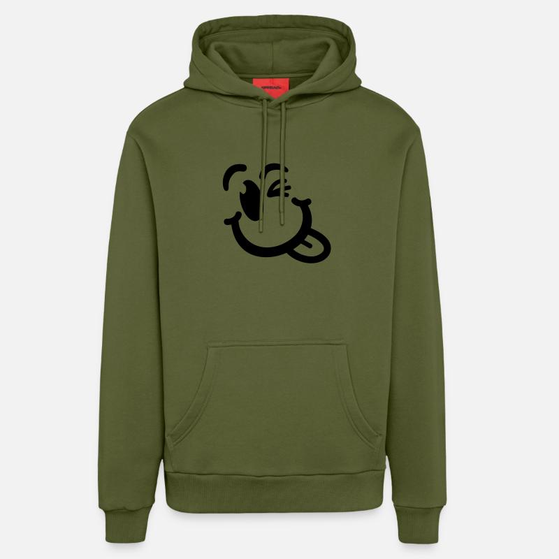 smiley_2_f1_ - Sweat à capuche bio décontracté fabriqué en UE - MOSS GREEN