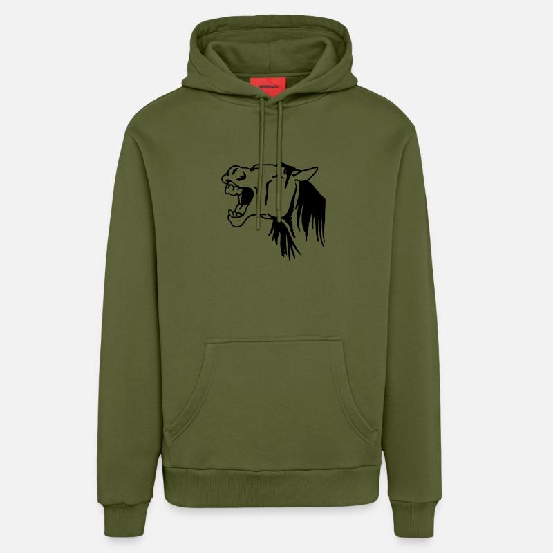Le bâillement cheval - Sweat à capuche bio décontracté fabriqué en UE - MOSS GREEN