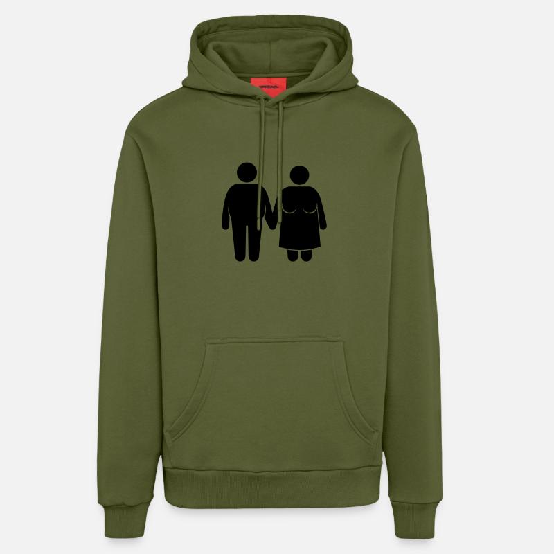 fat couple - Sweat à capuche bio décontracté fabriqué en UE - MOSS GREEN