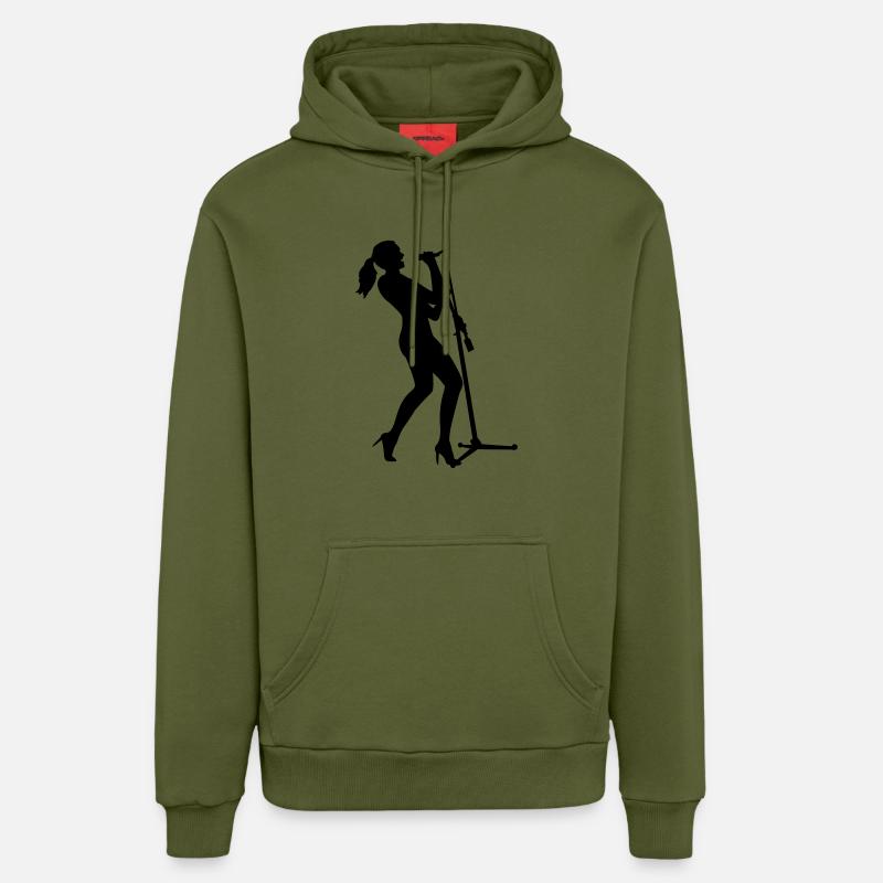 Chanteuse - Sweat à capuche bio décontracté fabriqué en UE - MOSS GREEN