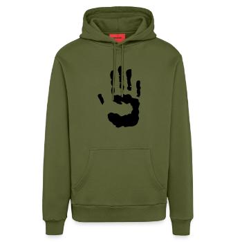 trace de main - Sweat à capuche bio décontracté fabriqué en UE - MOSS GREEN - Devant