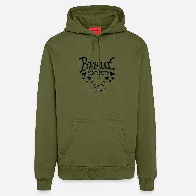 Braut Security mit Herzchen - Organic Relaxed Hoodie Made in EU - MOSS GREEN