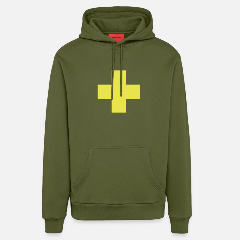 croix - Sweat à capuche bio décontracté fabriqué en UE - MOSS GREEN