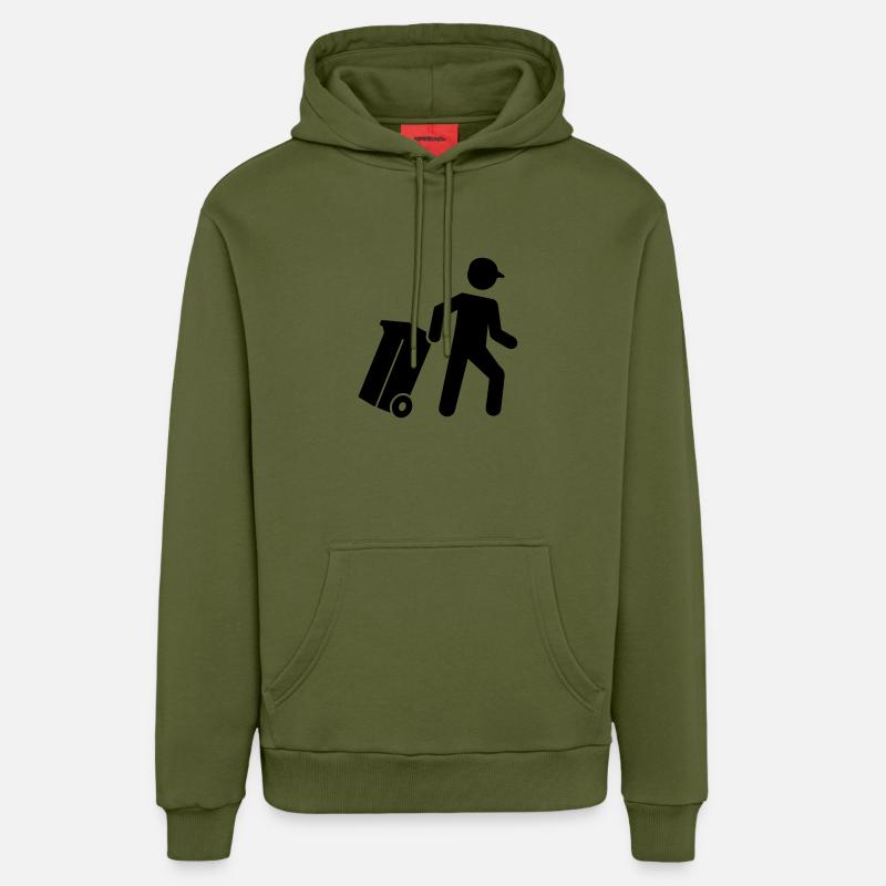 Éboueur - Sweat à capuche bio décontracté fabriqué en UE - MOSS GREEN