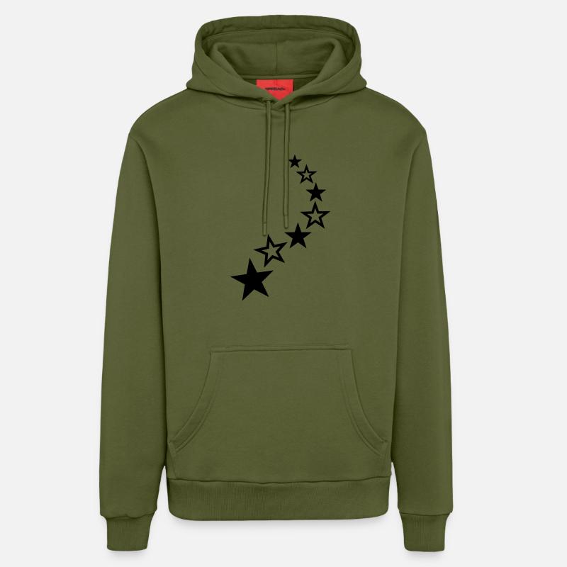 Etoiles - Sweat à capuche bio décontracté fabriqué en UE - MOSS GREEN