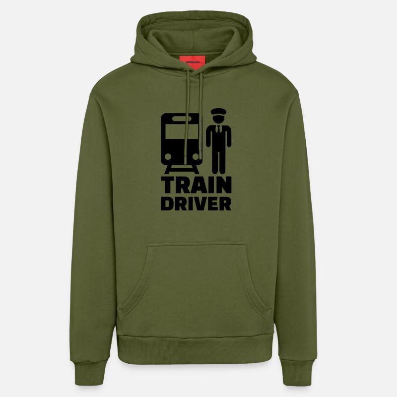Train driver - Sweat à capuche bio décontracté fabriqué en UE - MOSS GREEN