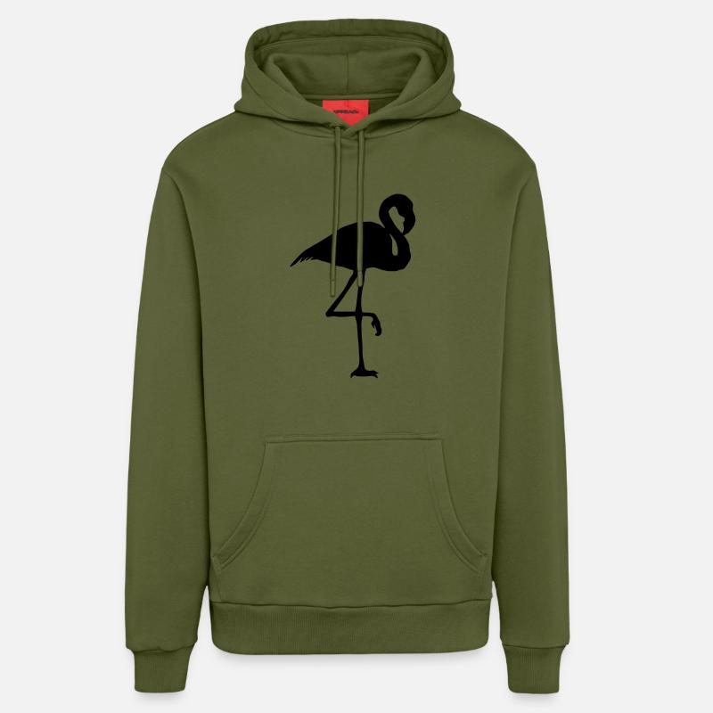 flamant rose blanc - Sweat à capuche bio décontracté fabriqué en UE - MOSS GREEN