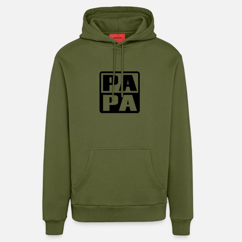 PAPA - Sweat à capuche bio décontracté fabriqué en UE - MOSS GREEN