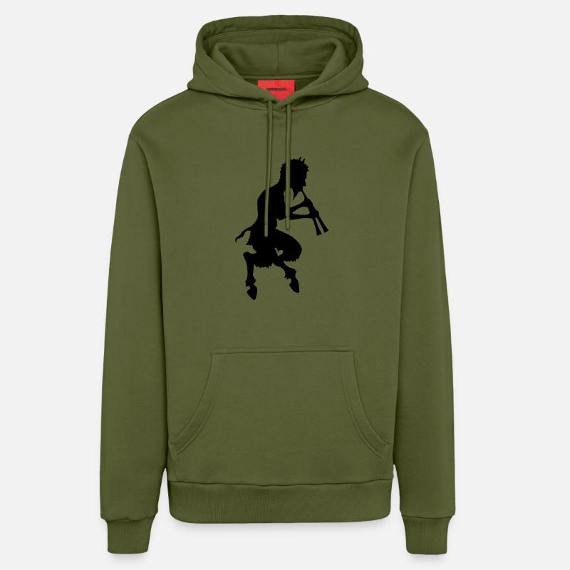 pan faune devil devil - Sweat à capuche bio décontracté fabriqué en UE - MOSS GREEN