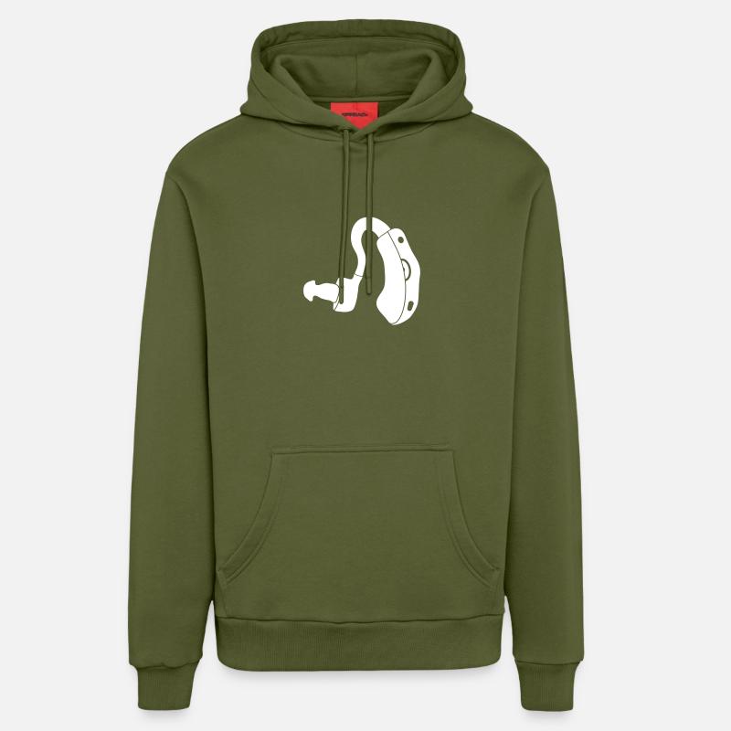 prothèse auditive_pa7 - Sweat à capuche bio décontracté fabriqué en UE - MOSS GREEN