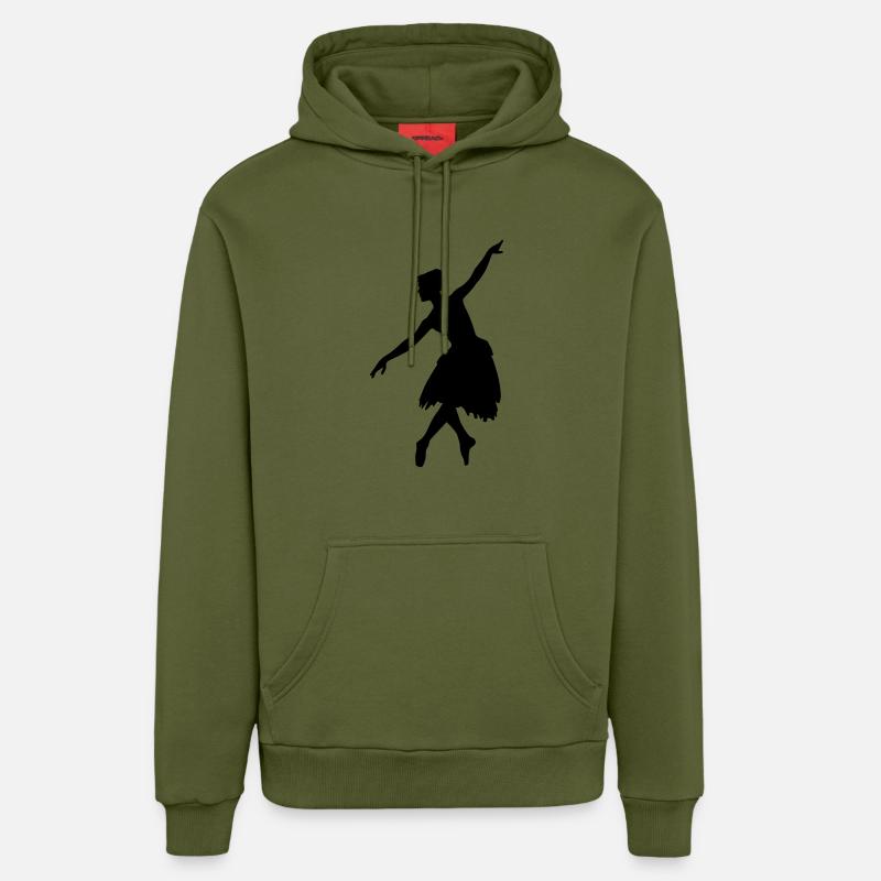 Danseuse de ballet vecteur Silhouette - Sweat à capuche bio décontracté fabriqué en UE - MOSS GREEN