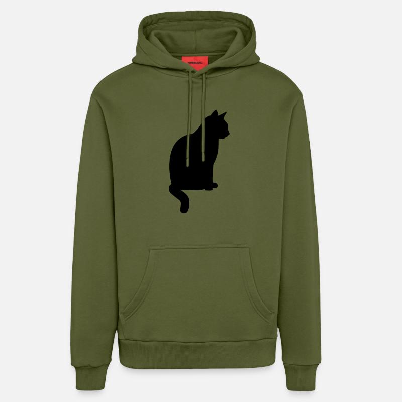 Chat - Sweat à capuche bio décontracté fabriqué en UE - MOSS GREEN