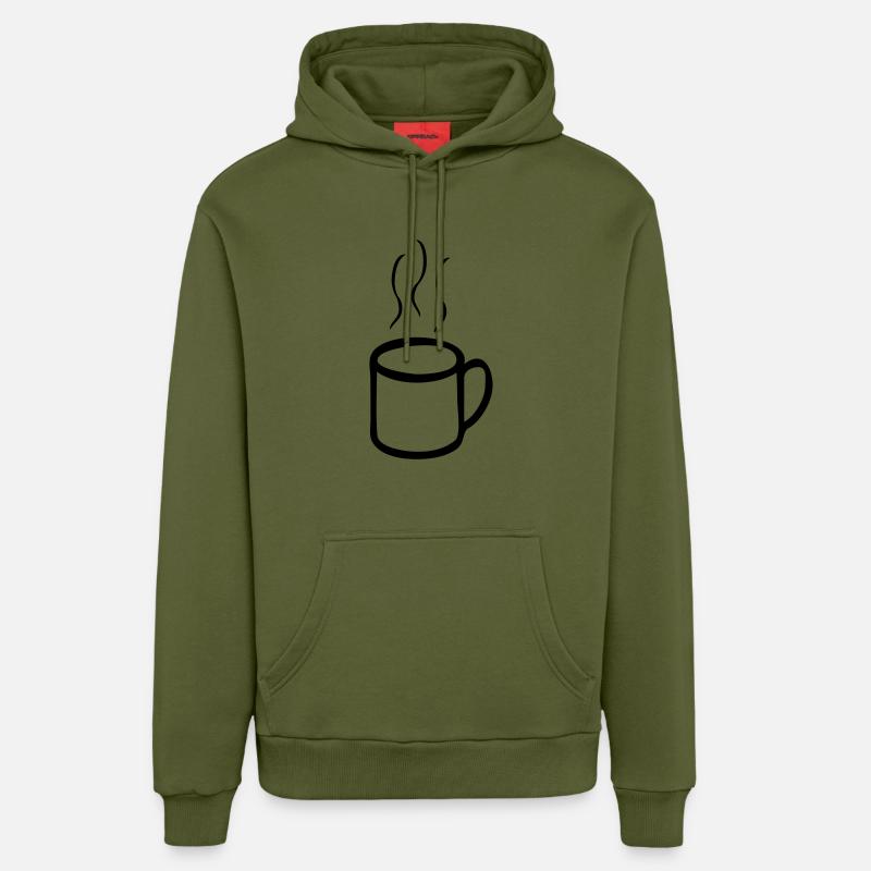café - Sweat à capuche bio décontracté fabriqué en UE - MOSS GREEN