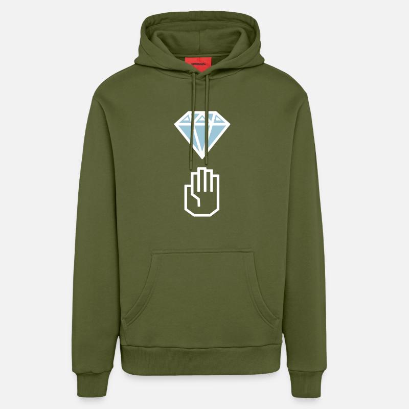 Diamond hands - Sweat à capuche bio décontracté fabriqué en UE - MOSS GREEN