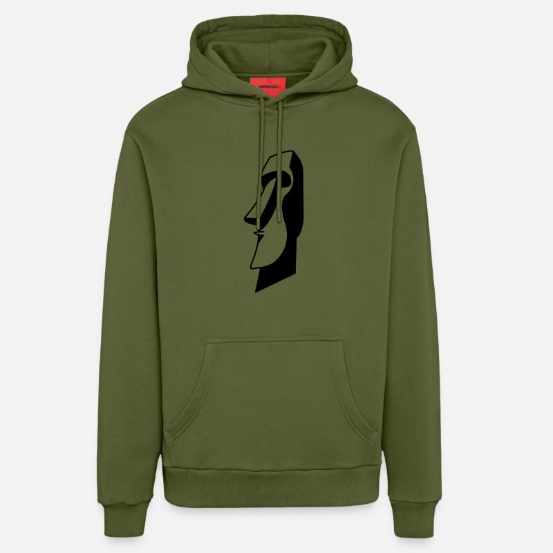 moai_01 - Sweat à capuche bio décontracté fabriqué en UE - MOSS GREEN